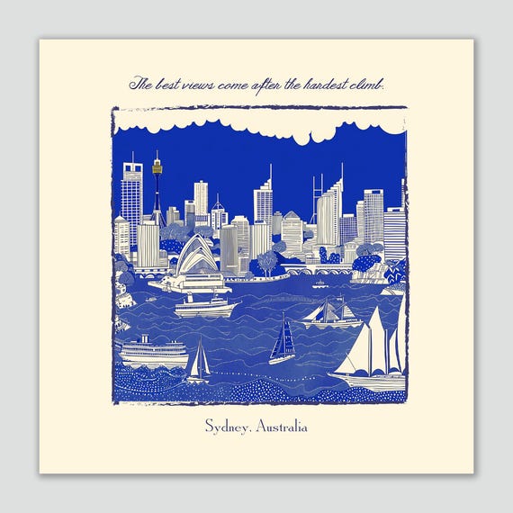 シドニー、オーストラリアのアートプリント：ブルーオペラハウスの