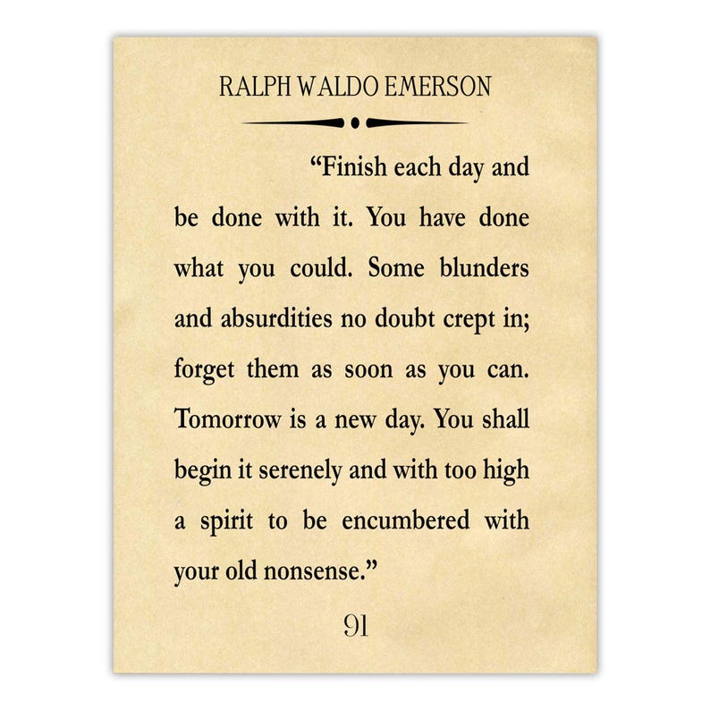 Ralph Waldo Emerson Quote Print: Inspiring Recovery Wall Art Parchment