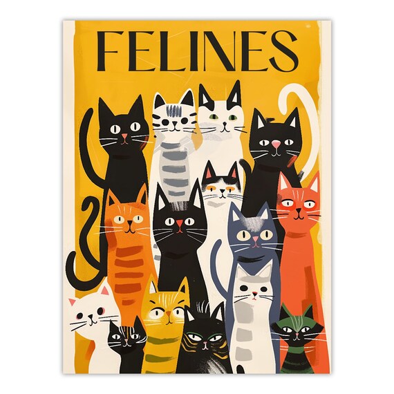 マティス風猫のアートプリント：カラフルな猫のイラスト - Etsy 日本