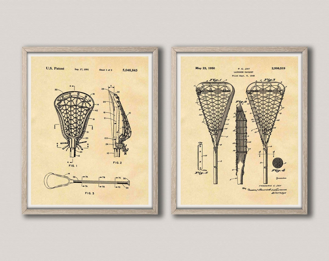 Lacrosse Stick Patent Print Set of 2 Lacrosse Sticks LAX Decor Etsy