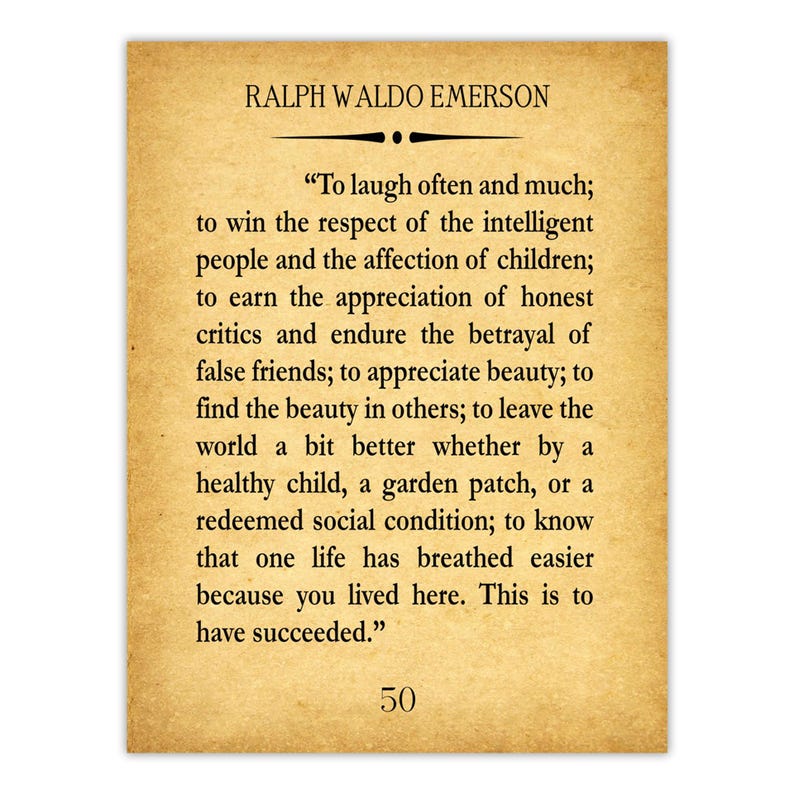 Ralph Waldo Emerson Zitat Print: Oft und viel lachen - Wandkunst Vintage
