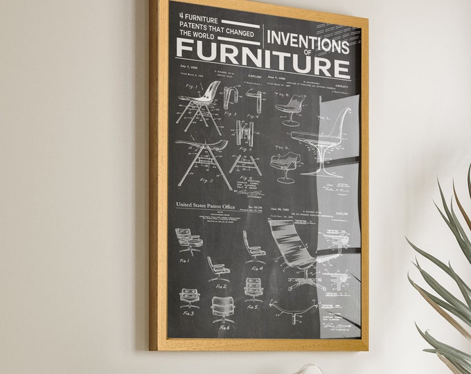 Mid Century Chairs Patent Art: Elevate Your Furniture Decor with Mid Century Style - Unique Pieces for Vintage Enthusiasts - Win17