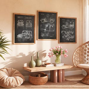Jeep Patent Art Print Set: Vintage Military Vehicle Posters