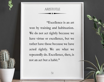 Aristotle Quote Aristotle Poster Excellence Quote School Poster Classroom Poster Philosophy Poster Philosopher Quote Aristotle Print