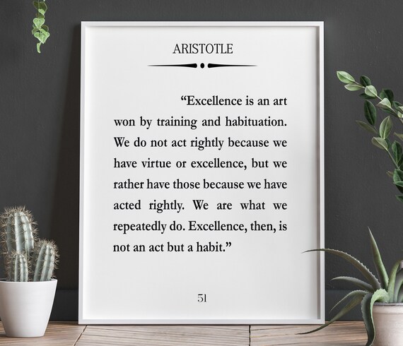 Aristote Citation Aristote Affiche Excellence Citation Ecole Etsy France