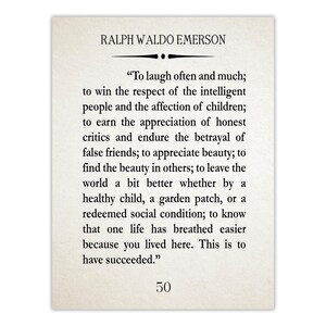 Ralph Waldo Emerson Zitat Print: Oft und viel lachen - Wandkunst Ivory