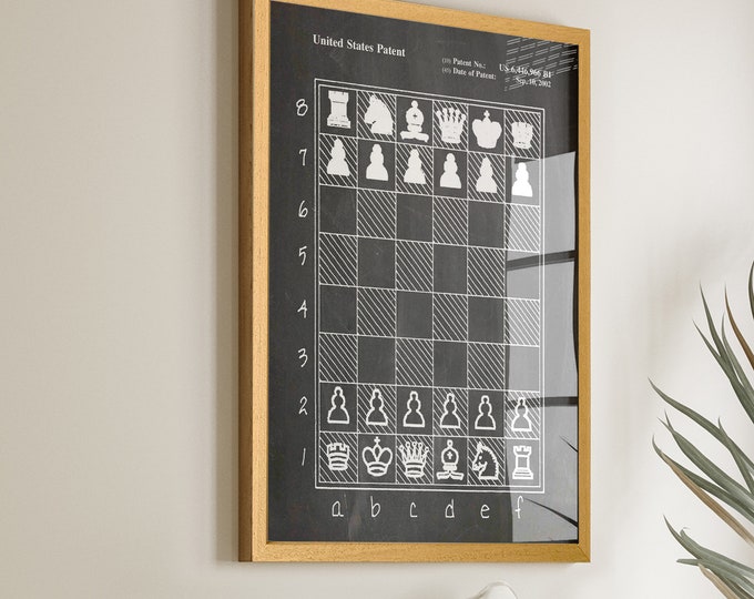 Inventive Chess Board Patent Poster - Ideal Game Room Decor & Gift for Chess Players - Vintage Chess Wall Art Print - WB500