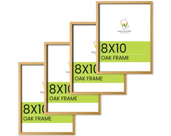 Set of 4 Thin Wooden Oak Frame 8x10 inches Contemporary Oak Wood Thin Frame: Elegant and Minimalistic Wall Décor