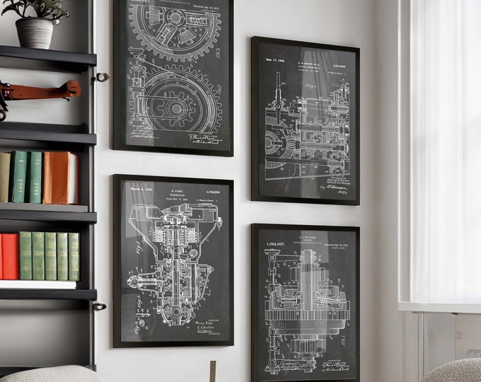 Uncover the Inner Workings with Engine Mechanical Blueprint Patent Wall Posters - Ideal Mechanical Gift & Wall Art - WB660-663