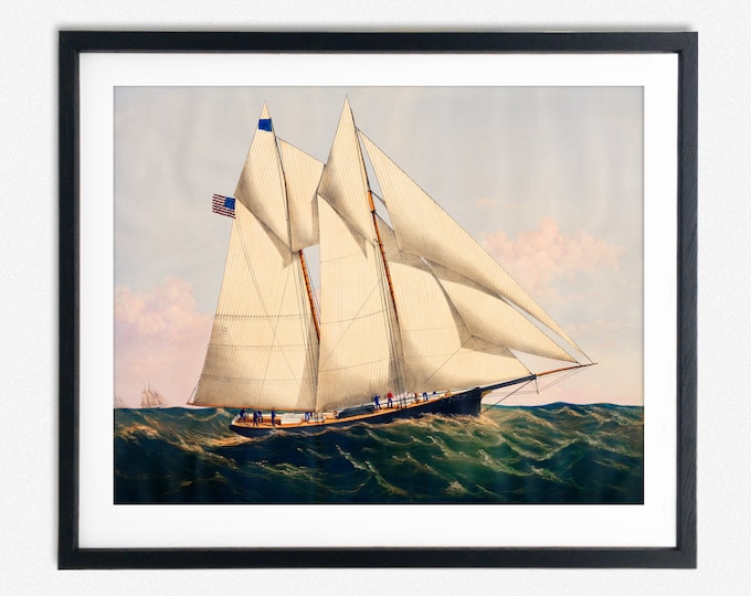 Yacht Henrietta Painting from Circa 1900 Vintage Sailing Painting Sailing Art Poster Nautical Theme Art Poster for Sailing Enthusiasts