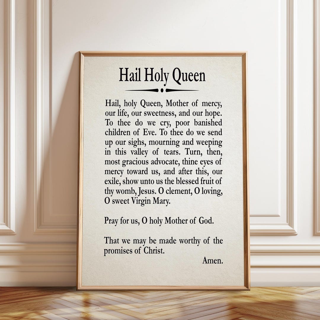 Hail Holy Queen Prayer Print: Catholic Home Decor - Etsy Ireland