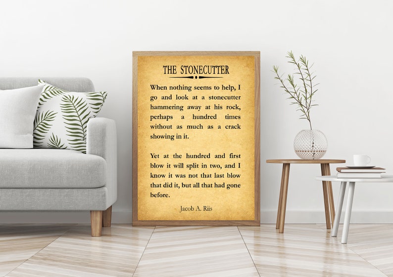 The Stonecutter by Jacob Riis Motivational Sports Quote | Etsy