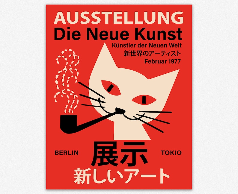 Discover the Fusion: The New Art Berlin Tokyo German Japanese Exhibition Poster Striking design and vibrant colors image 9