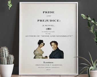 Stolz und Vorurteil Titelseite Jane Austen Buchseite Poster