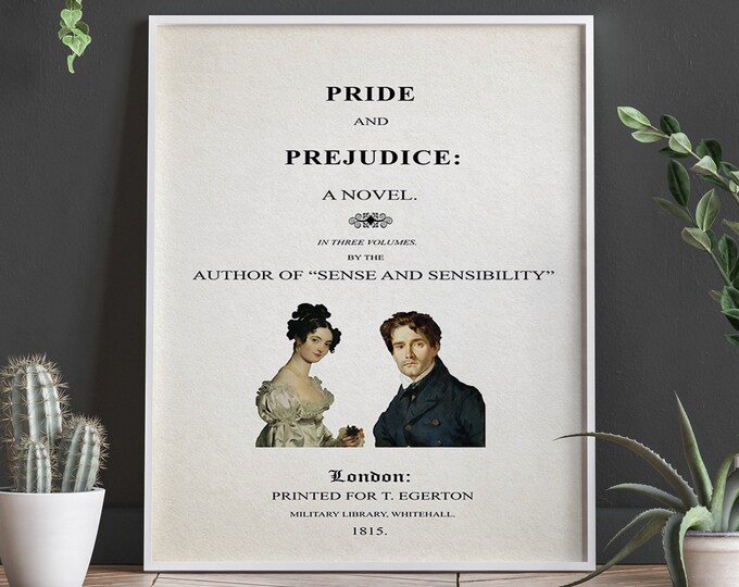 Pride and Prejudice Title Page Jane Austen Book Page Poster