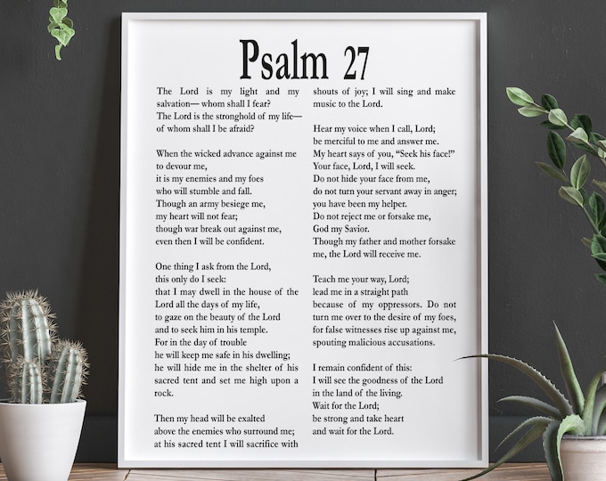 Psalm 27 Print Psalm 27 Bible Poster Bible Decor Bible Wall Art Psalm Wall Art Psalm Decor Psalm Quote Bible Quote Biblical Prints Christian