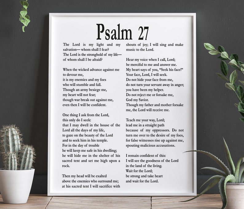 Psalm 27 Print Psalm 27 Bible Poster Bible Decor Bible Wall - Etsy
