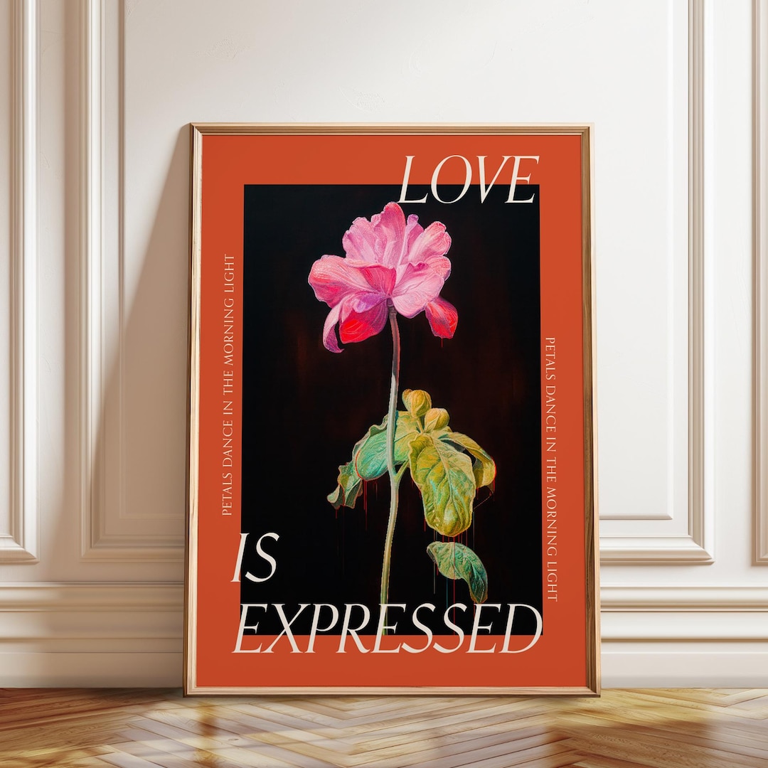 Love Is Express Inspirational Wall Poster Pink Floral Art love-is-express-inspirational-wall-poster-pink-floral-art