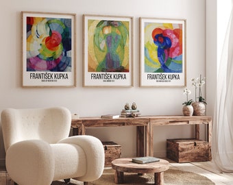 Kupka Abstract Set of 3 Posters Colorful Spiral Wall Art Abstract Circles Decor Modern Abstract Art