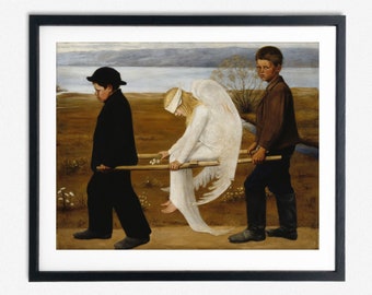 The Wounded Angel by Hugo Simberg 1903 Angel Painting Healing and Hope: Vintage Angel Painting Poster 1903