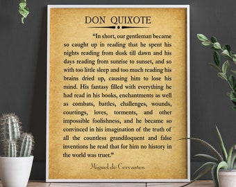 Don Quixote Book Page Reading Quote Don Quixote Quote Miguel de Cervantes