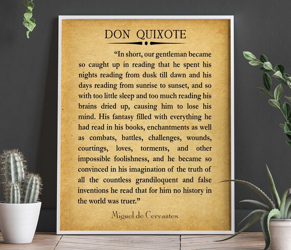 Don Quichotte Livre Page Lecture Citation Don Quichotte Etsy Canada