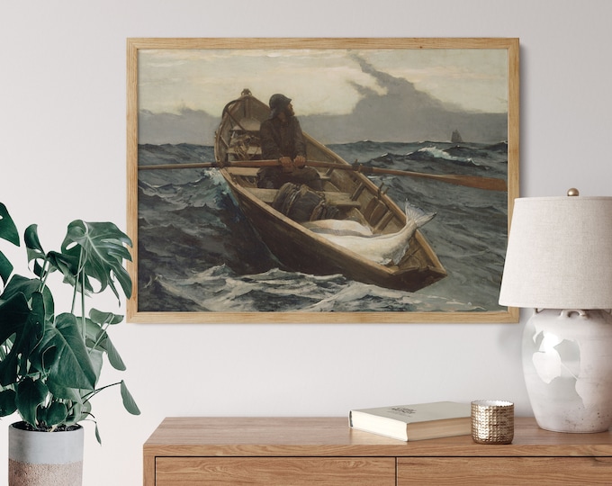 Captivating Seascape: The Fog Warning by Winslow Homer Stunning Boat in Storm Painting for Inspired Home Decor and Great Art Collectors