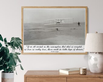 Perseverance Quote Motivational Quote by Orville Wright Aviation Print
