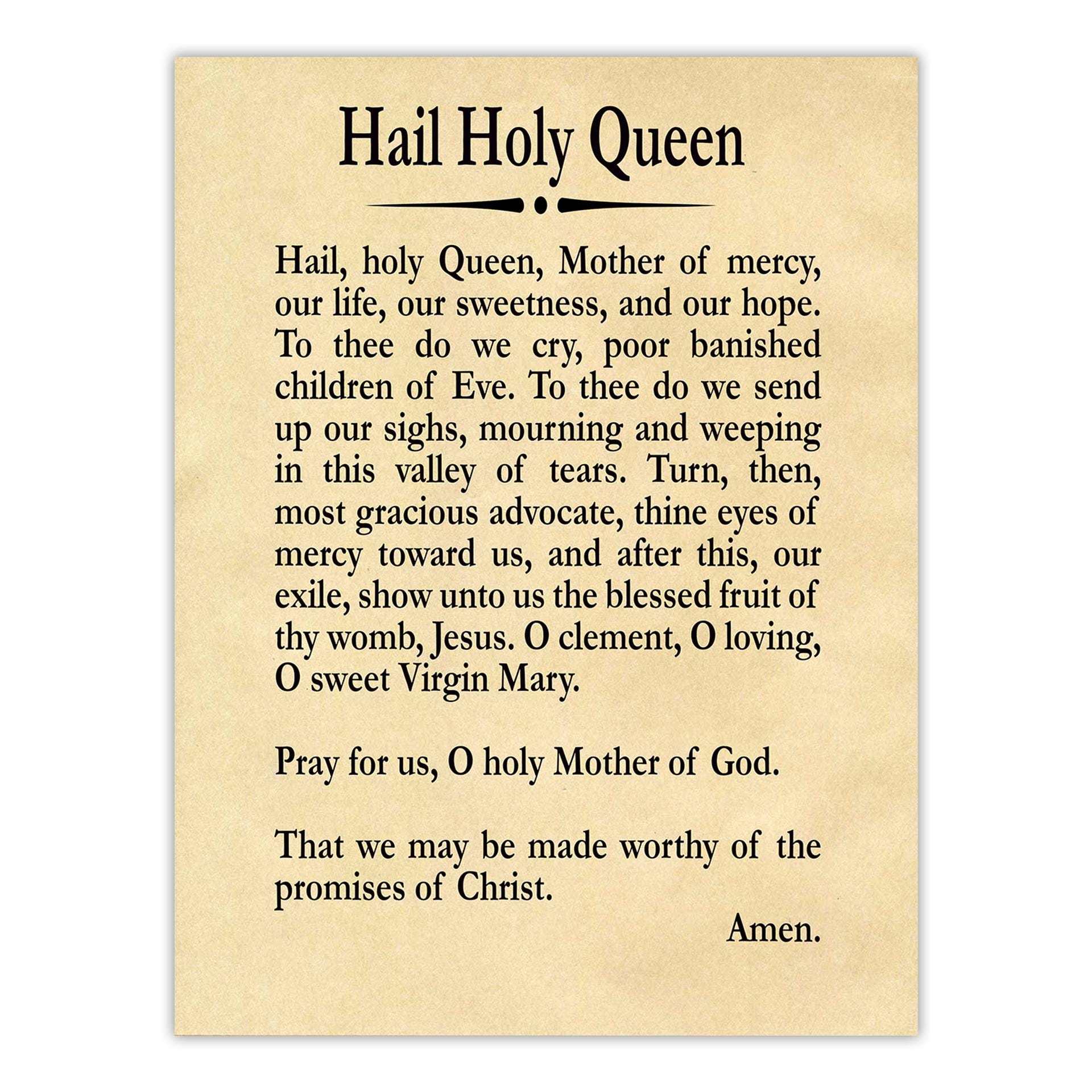 Hail Holy Queen Prayer Print: Catholic Home Decor - Etsy