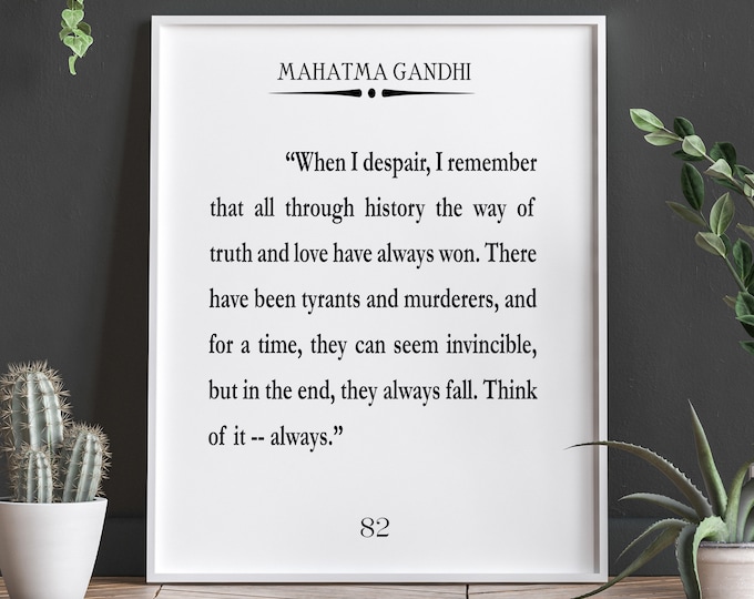 Mahatma Gandhi Quote Gandhi Poster Gandhi Quotation Inspiring Quote Gandhi Wall Art Gandhi Book Poster Literary Poster Literature Quote Art