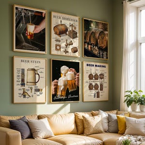 Beer Set of 6 Posters | Brewery Wall Art Prints | Classic Pub Decor