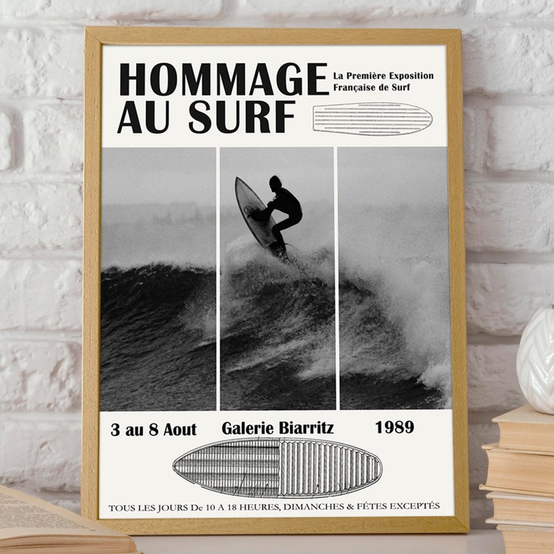 Ride the Waves: Biarritz Surfing Exhibition Poster Vintage Surfing Print Biarritz Surfing Poster Beach House Decor Coastal Poster image 4