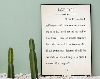 Jane Eyre Quote Jane Eyre Large Book Quote Wall Art Charlotte Brontë Quote
