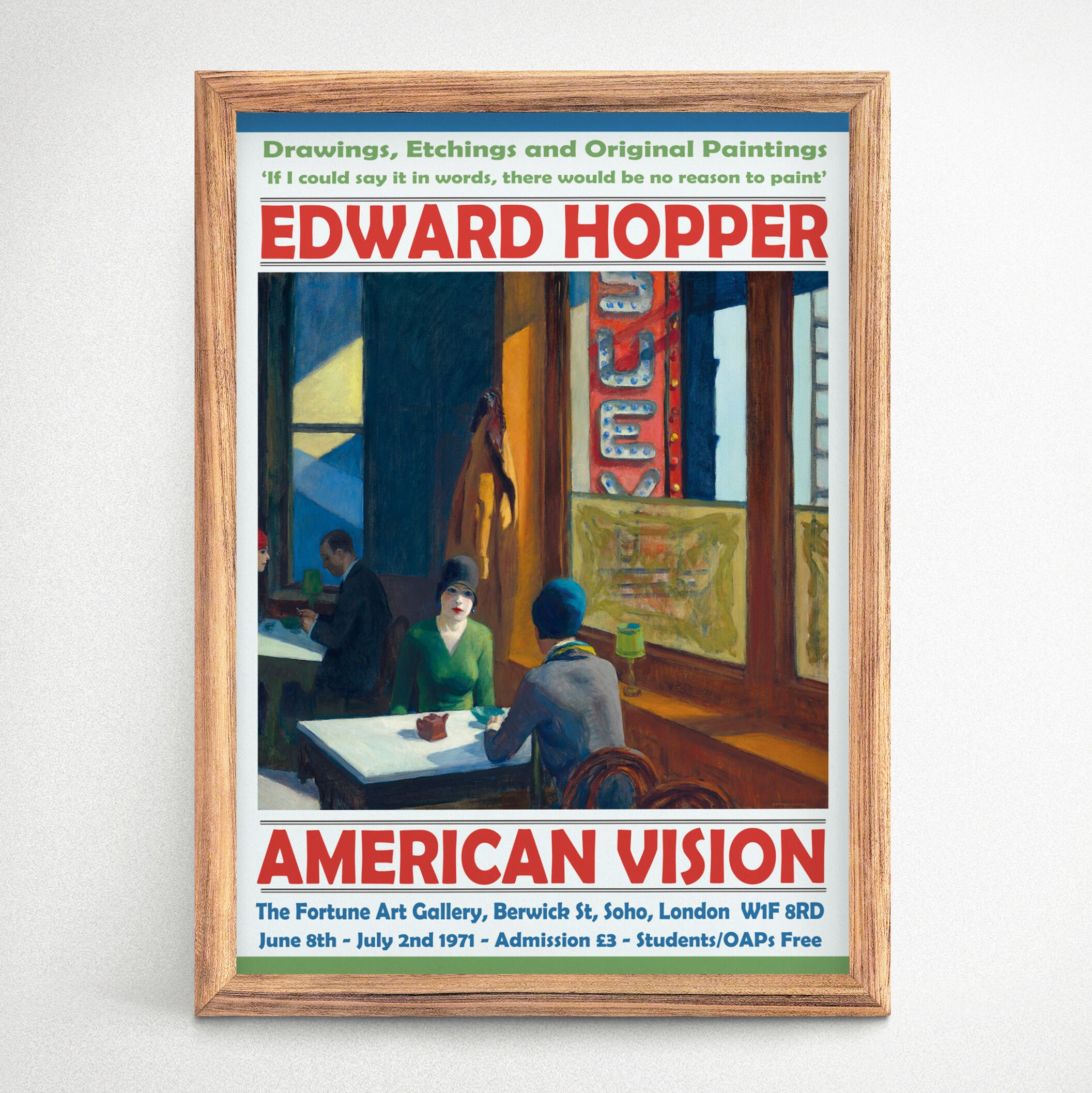 Edward Hopper Exhibition Poster Edward Hopper Art Gallery Print