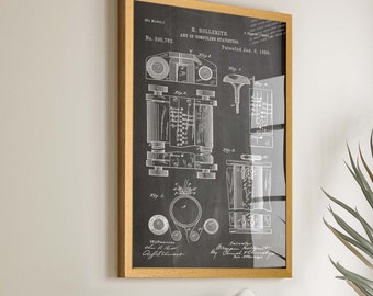 Step into Computing History with our Hollerith Machine Patent Poster - Vintage Computer Wall Art - A Tribute to the First Computer - WB155