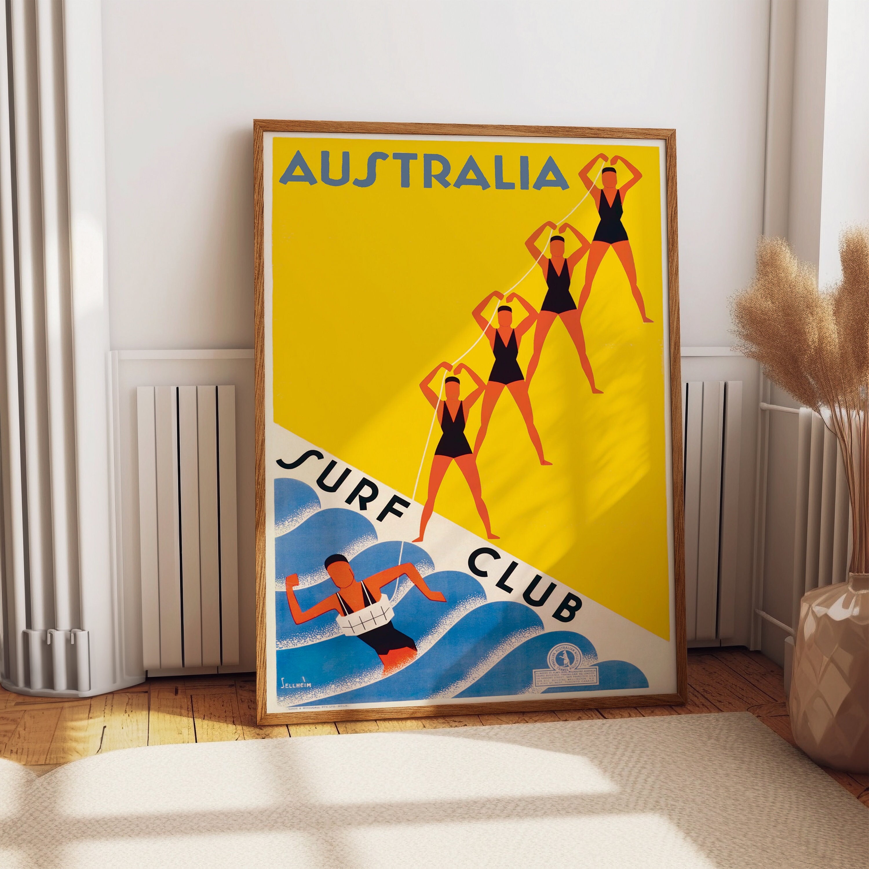 Australia Surf Club Beach Travel Poster. Reproduction vintage poster Australia Surf Club Beach Travel Poster. Reproduction vintage poster