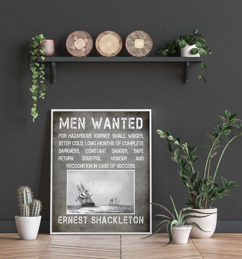 Ernest Shackleton Men Wanted Poster Antarctica Expedition Etsy