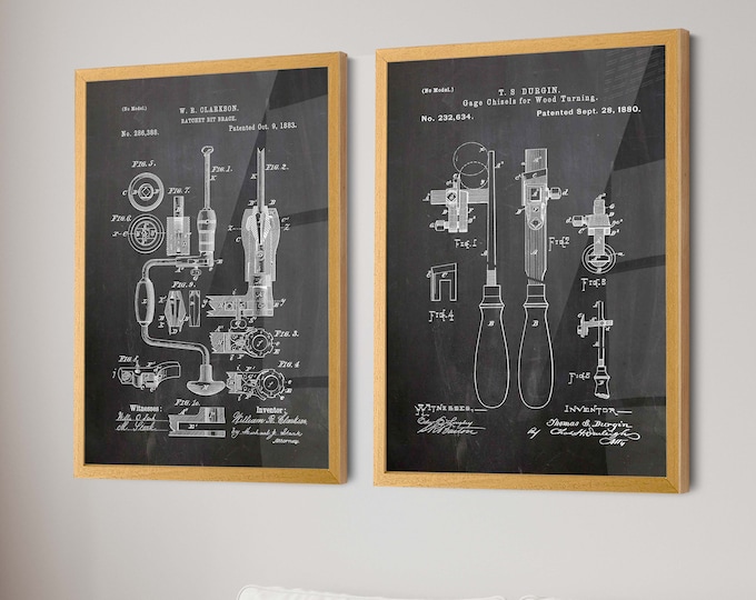 Craftsmanship Unveiled: Set of 2 Carpentry Patent Posters - Ideal for Carpenter Shop Wall Decor & Woodworking Enthusiast Gift - WB412-413