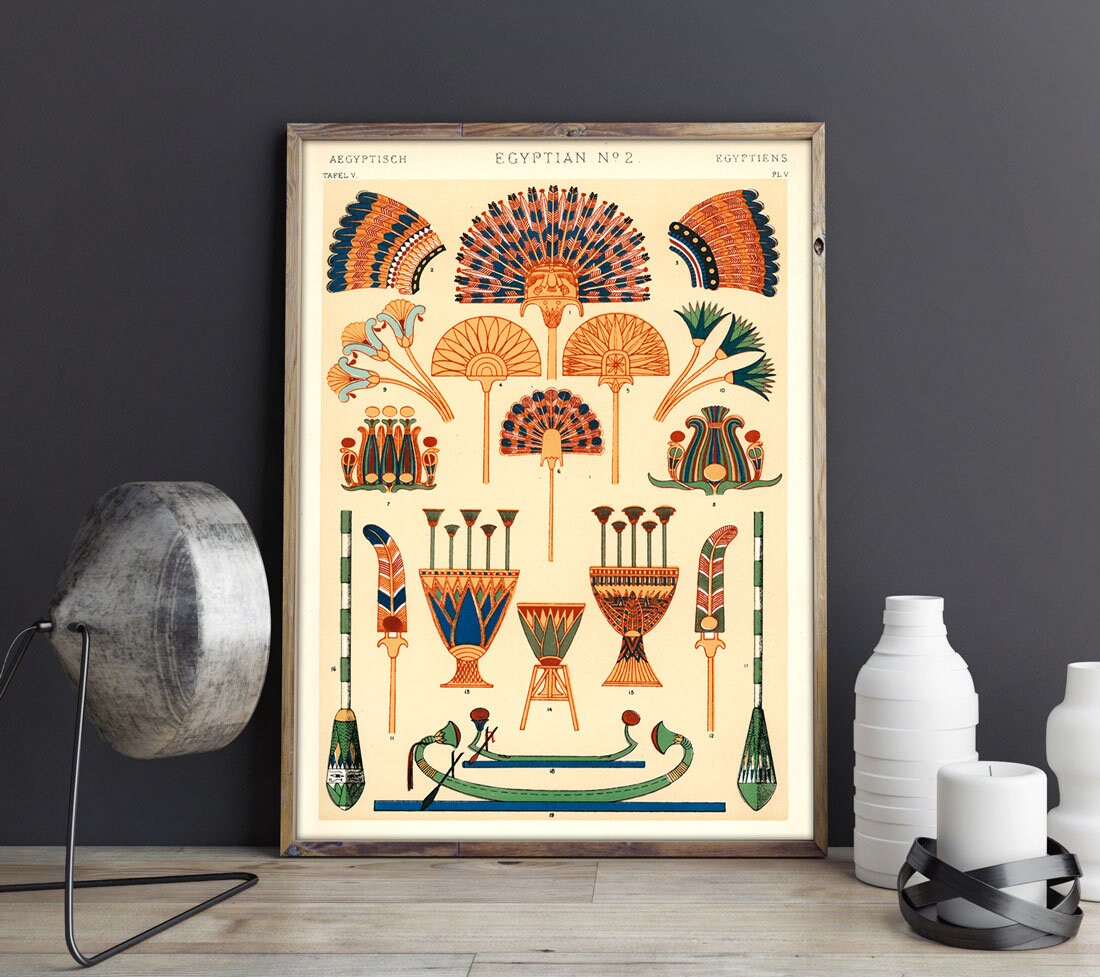 Egyptian Wall Art Set of 2 Egyptian Decor Egyptian Prints Graphic