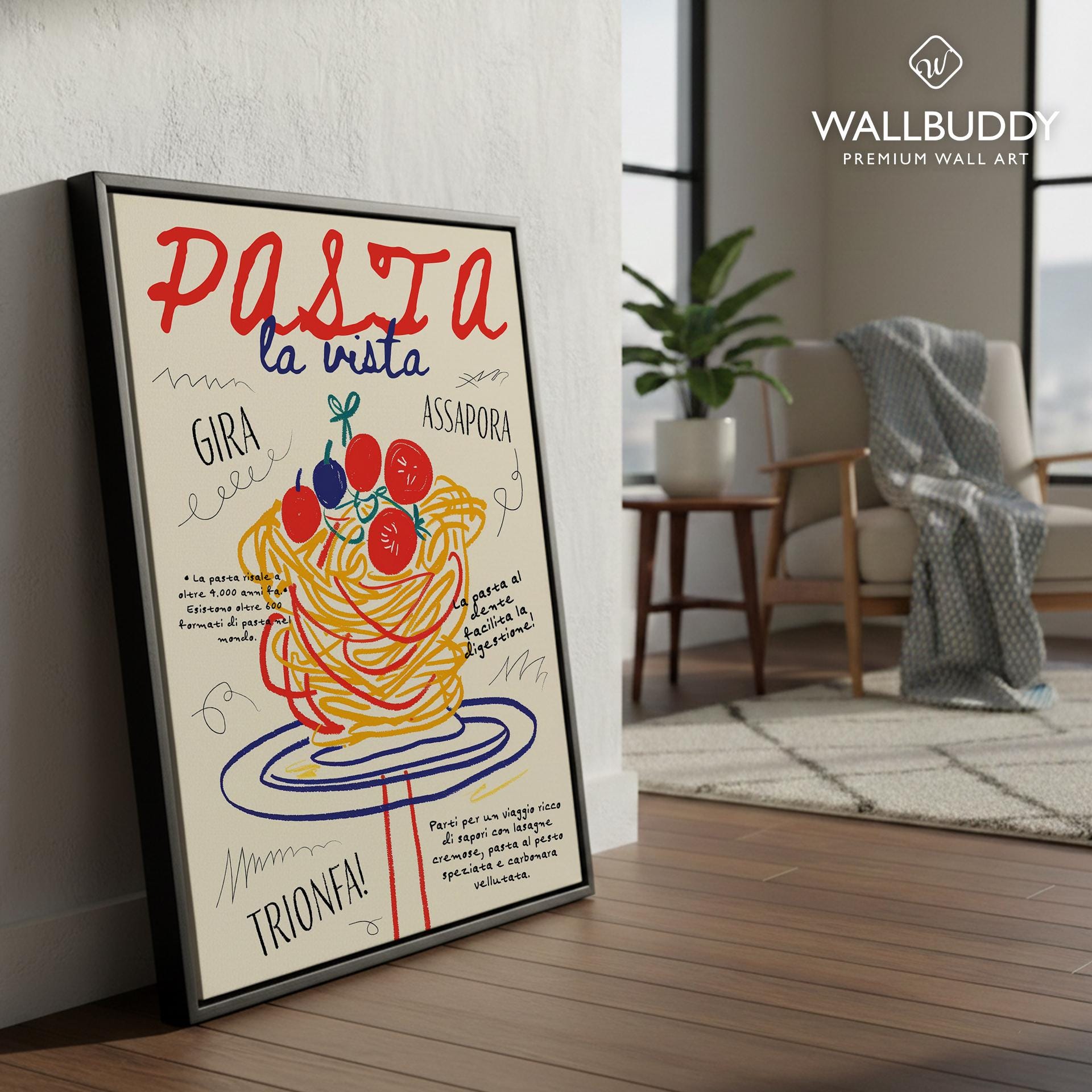 パスタのイラストプリント｜イタリア料理ポスター、スパゲッティ