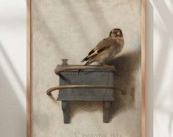 The Goldfinch Painting: Carel Fabritius Bird Art Print, Dutch