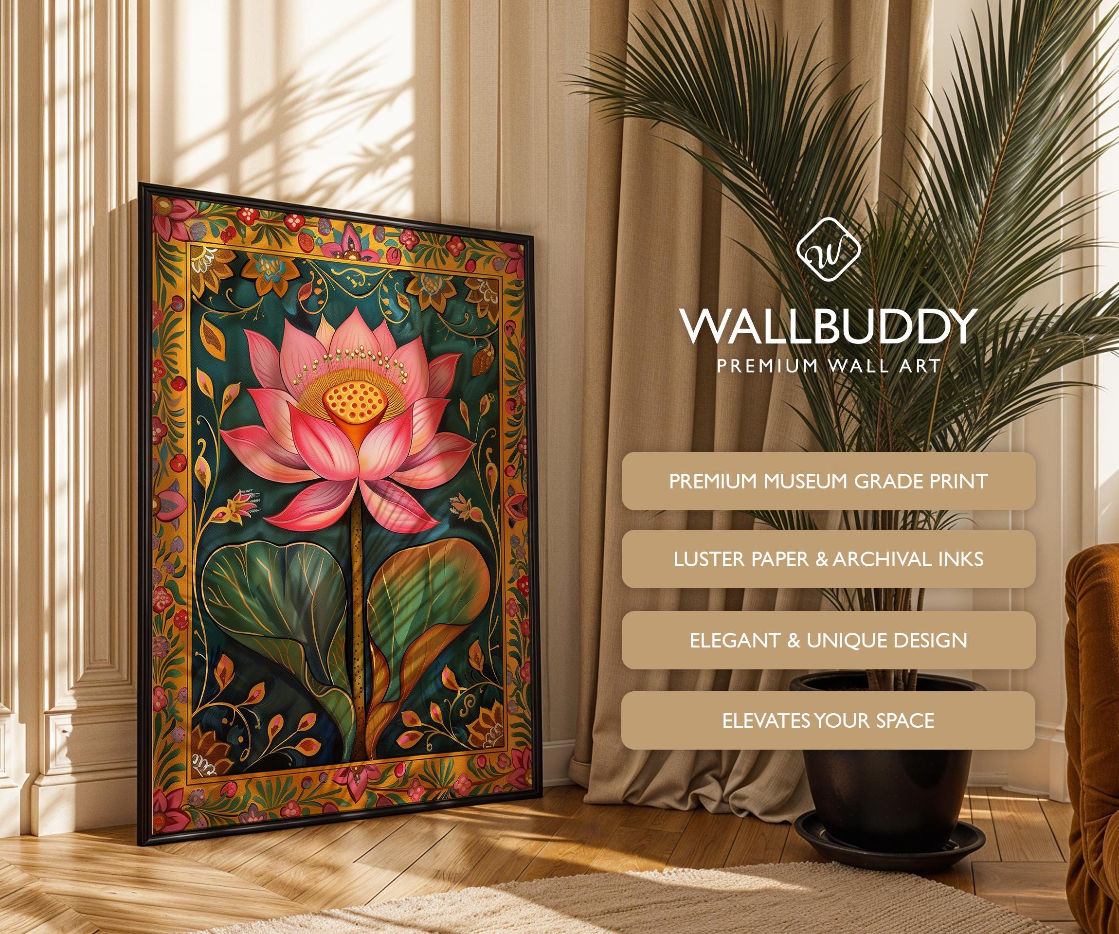 Lotus Flower Botanical Art Print | Vibrant Asian Floral Wall Decor ...