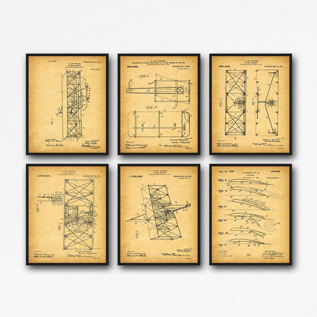 Wright Brothers Airplane Patent Art Print: Vintage Aviation Decor - Etsy