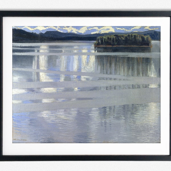 Lake Keitele by Akseli Gallen Kallela 1905 Frozen Lake Poster Water painting Serene Reflections Captivating Frozen Lake Blue Colorful Art