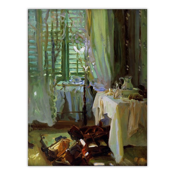 John Singer Sargent Print: Relaxing Green Room Impressionist