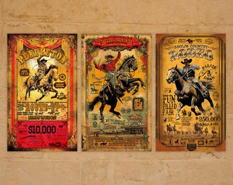 ヴィンテージロデオポスターセット：ウエスタンカウボーイウォール