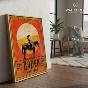 Poconos Rodeos Vintage 1966 Pocono Rodeo Poster – Cowboy Silhouette Western Wall Art ...