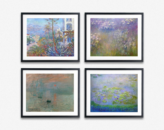 Claude Monet Prints Set of 4 Monet Landscape Paintings Enchanting Impression of Monet landscape Paintings Captivating Art for Home Decor