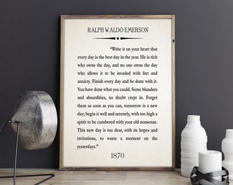 Write it On Your Heart Quote by Ralph Waldo Emerson Quote Waldo Emerson Print Waldo Emerson Art Waldo Emerson Poster No Regrets Poster