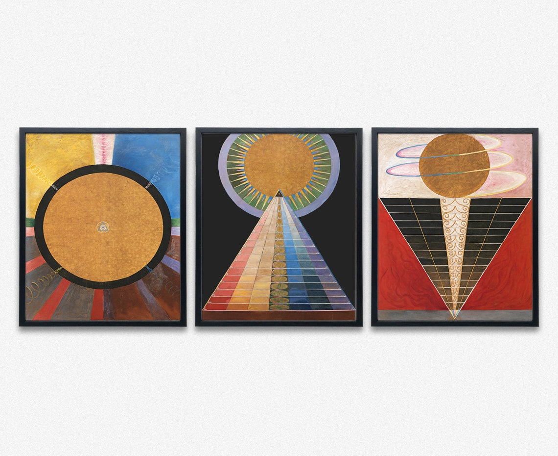 Hilma Af Klint Prints Set of 3 Abstract Geometric Prints Etsy